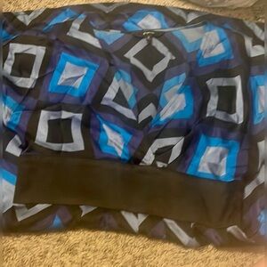 Express batwing A-line abstract pattern silk dress